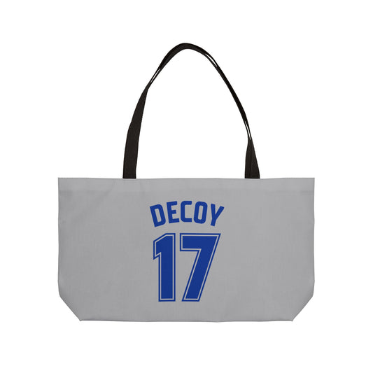 Gray Weekender Tote | DEKOPIN + DECOY 17 | Front & Back Print | Dog Carrier IKEA Bag Alternative