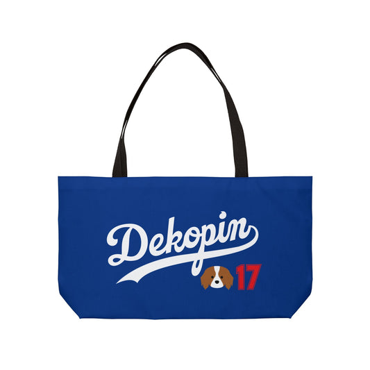 Blue Weekender Tote Bag | DEKOPIN + DECOY 17 | Front & Back Print | Dog Carrier IKEA Bag Alternative